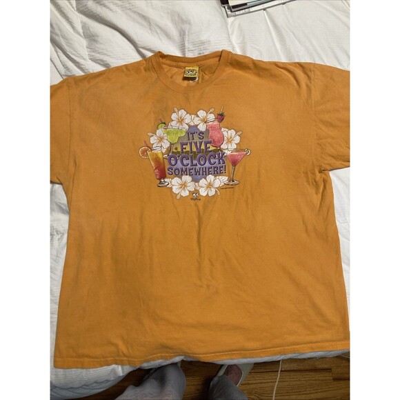 Big Dogs Other - Big Dogs T Shirt Mens 2XL Orange Short Sleeve Its 5 O'Clock Somewhere 2004 Vtg